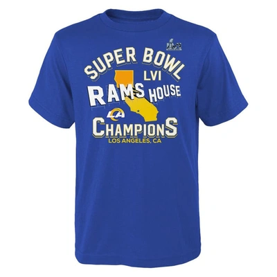 Shop Fanatics Youth  Branded Royal Los Angeles Rams Super Bowl Lvi Champions Hard Count Hometown T-shirt