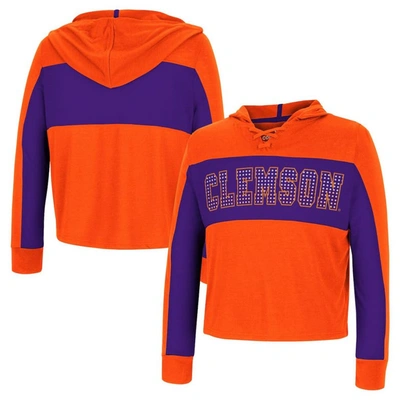 Shop Colosseum Girls Youth  Orange Clemson Tigers Galooks Hoodie Lace-up Long Sleeve T-shirt