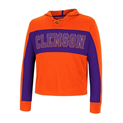 Shop Colosseum Girls Youth  Orange Clemson Tigers Galooks Hoodie Lace-up Long Sleeve T-shirt