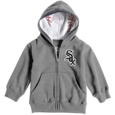 Shop Soft As A Grape Toddler  Heathered Gray Chicago White Sox Baseball Print Full-zip Hoodie In Heather Gray