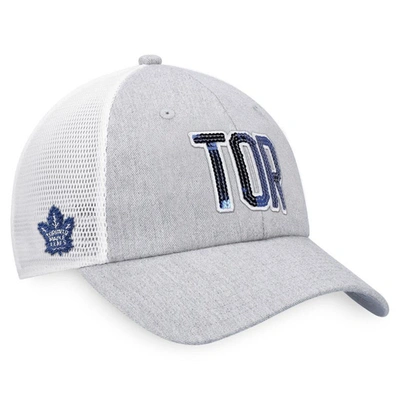 Shop Fanatics Branded Heather Gray/white Toronto Maple Leafs Iconic Glimmer Trucker Snapback Hat
