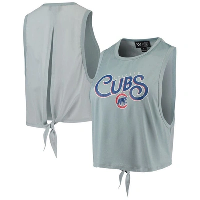 Shop The Wild Collective Light Blue Chicago Cubs Open Back Twist-tie Tank Top
