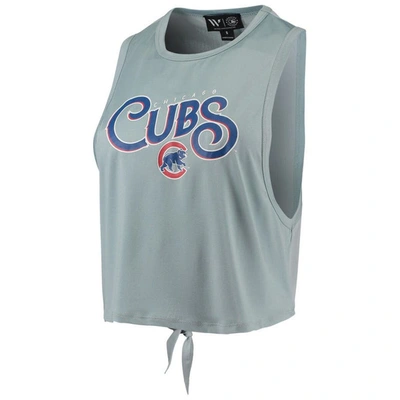 Shop The Wild Collective Light Blue Chicago Cubs Open Back Twist-tie Tank Top