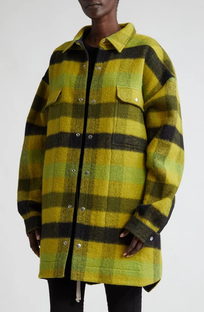 Shop Rick Owens Oversize Buffalo Plaid Wool Coat In Acid Plaid
