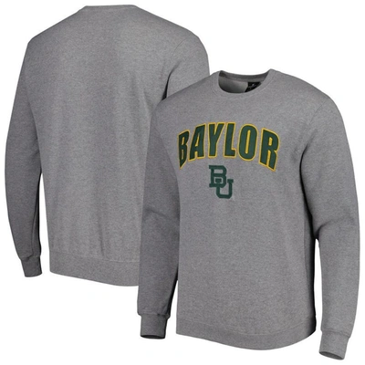 Shop Colosseum Heathered Gray Baylor Bears Arch & Logo Pullover Sweatshirt In Heather Gray