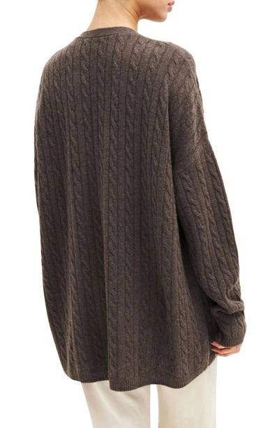 Shop Reformation Giusta Cable Knit Oversize Cashmere Cardigan In Dachchund