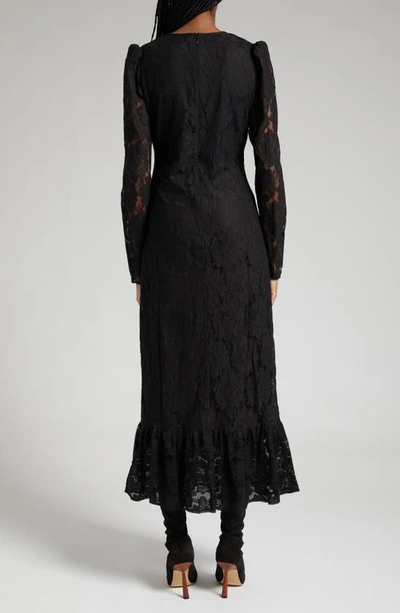 Shop Bytimo Long Sleeve Cotton Blend Lace Dress In Black