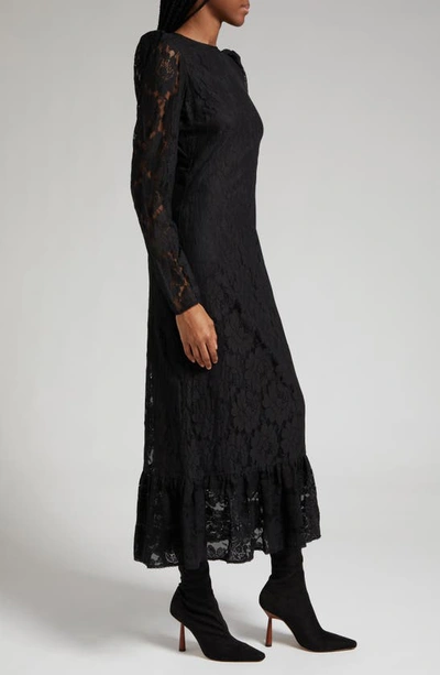 Shop Bytimo Long Sleeve Cotton Blend Lace Dress In Black