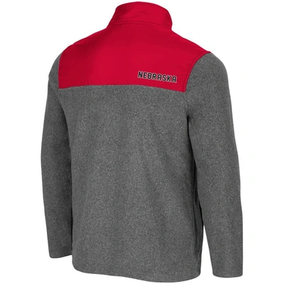 Shop Colosseum Heathered Charcoal/scarlet Nebraska Huskers Huff Snap Pullover In Heather Charcoal