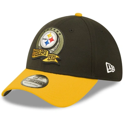 Shop New Era Black/yellow Pittsburgh Steelers 2022 Salute To Service 39thirty Flex Hat
