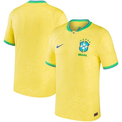 Shop Nike Yellow Brazil National Team 2022/23 Home Breathe Stadium Replica Blank Jersey