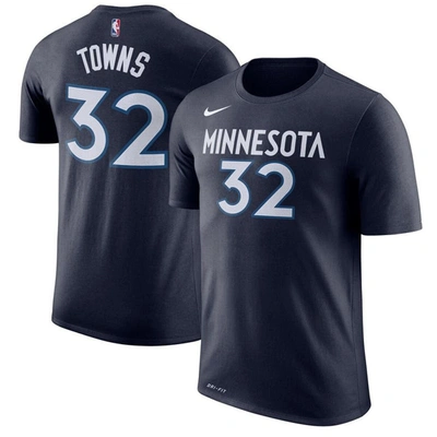 Shop Nike Karl-anthony Towns Blue Minnesota Timberwolves Name & Number Performance T-shirt In Navy