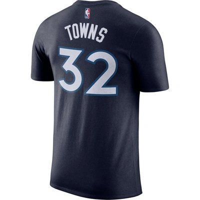 Shop Nike Karl-anthony Towns Blue Minnesota Timberwolves Name & Number Performance T-shirt In Navy