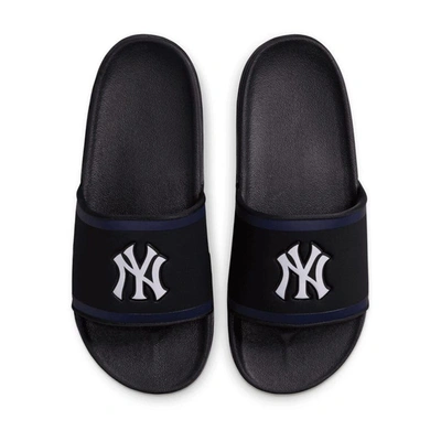 Shop Nike New York Yankees Off-court Wordmark Slide Sandals In Black