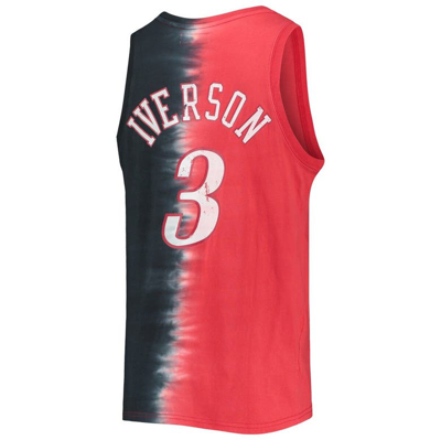 Shop Mitchell & Ness Allen Iverson Red/black Philadelphia 76ers Hardwood Classics Tie-dye Name & Number T