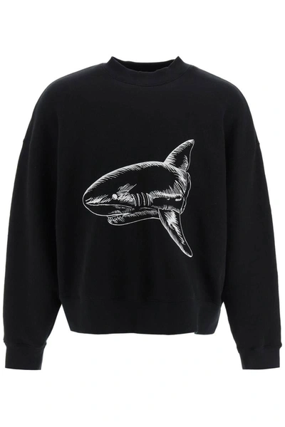 Shop Palm Angels Broken Shark Sweatshirt In Black