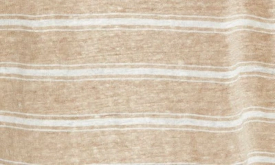 Shop Vince Stripe Crewneck Linen Sweater In Desert Sand/ Optic White