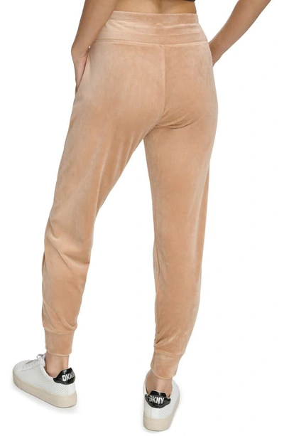 DKNY Women's Sport Velour Logo Print Joggers Pink Size Small