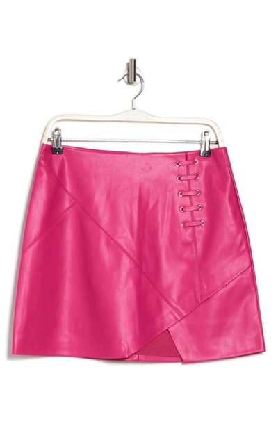 Shop Bcbgeneration Faux Leather Miniskirt In Pink Peacock