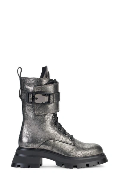 Dkny Sava Combat Boot In Dark Gunmetal