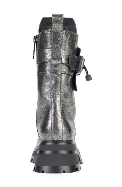 Shop Dkny Sava Combat Boot In Dark Gunmetal