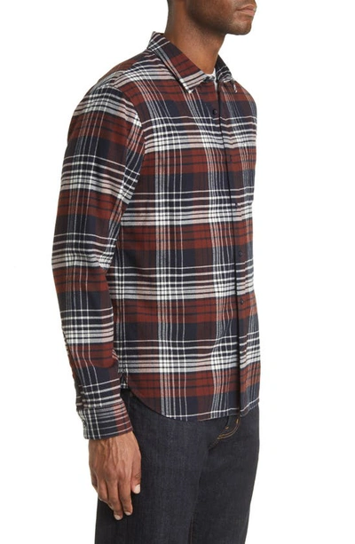 Shop Vince Cedarwood Cotton Flannel Button-up Shirt In Coastal/ Acorn