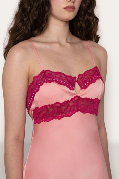 Shop Danielle Guizio Ny Babydoll Slip Dress In Baby Pink/magenta