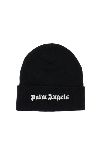 Shop Palm Angels Embroidered Logo Beanie Hat In Black