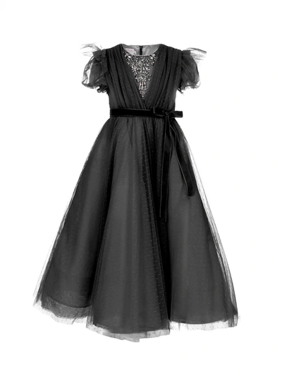 Shop Marchesa Embellished Plumentis Gown In Black