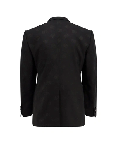 Shop Dolce & Gabbana Virgin Wool Blend Blazer With All-over Monogram