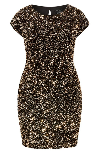 Shop City Chic Sequin Cocktail Dress In Gold
