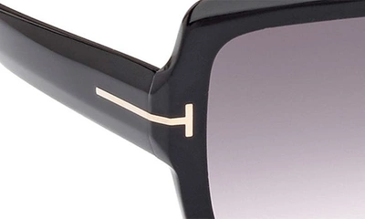 Shop Tom Ford Kaya 54mm Square Sunglasses In Shiny Black / Gradient Smoke