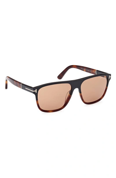 Shop Tom Ford Frances 58mm Square Sunglasses In Black Blonde / Brown