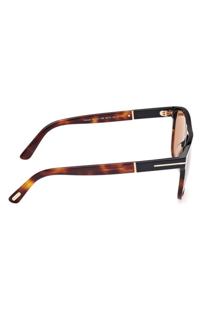 Shop Tom Ford Frances 58mm Square Sunglasses In Black Blonde / Brown