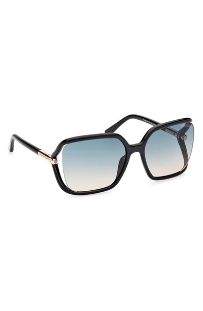 Shop Tom Ford Solange-02 60mm Butterfly Sunglasses In Shiny Black / Turquoise Sand