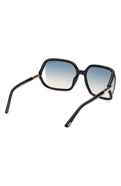 Shop Tom Ford Solange-02 60mm Butterfly Sunglasses In Shiny Black / Turquoise Sand