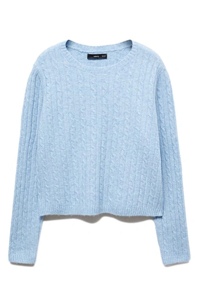 Mango Cable-knit Sweater Silver In Blue