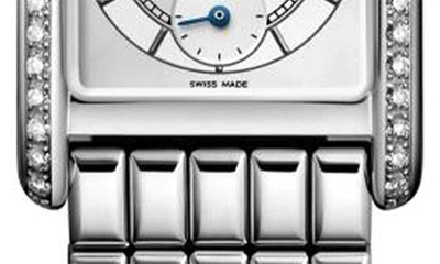 Shop Longines Mini Dolcevita Diamond Pavé Bracelet Watch, 29mm In White/ Silver