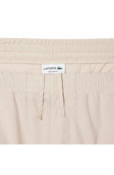 Shop Lacoste Relaxed Twill Drawstring Shorts In K8e Eco Beige