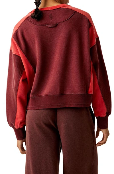 Shop Fp Movement Intercept Colorblock Sweatshirt In Oxblood Red