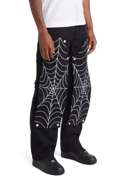 Shop Tombogo Spiderweb Double Knee Cargo Pants In Black
