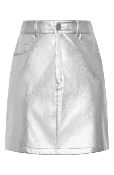 Shop City Chic Kendall Metallic Faux Leather Skirt In Silver