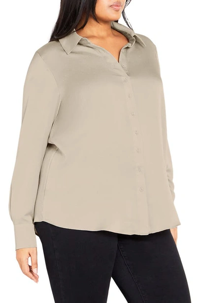 Shop City Chic Genevieve Woven Shirt In Simply Taupe
