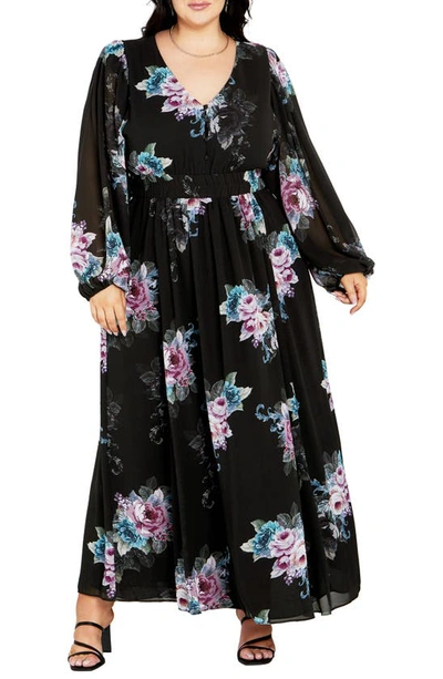 Buy Stylish Plus Size Black Floral Maxi Dress For Ladies