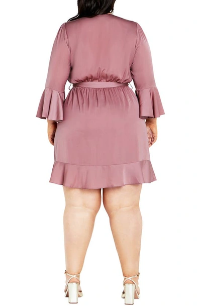 Shop City Chic Estelle Faux Wrap Dress In Dusty Orchid