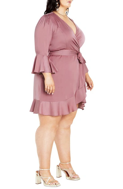 Shop City Chic Estelle Faux Wrap Dress In Dusty Orchid