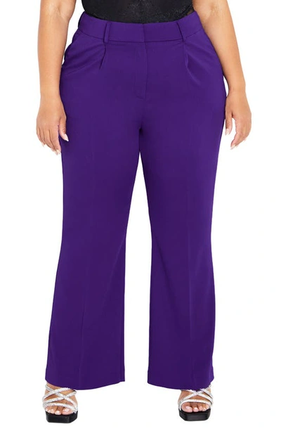 Shop City Chic Lottie High Waist Wide Leg Pants In Royal Purple