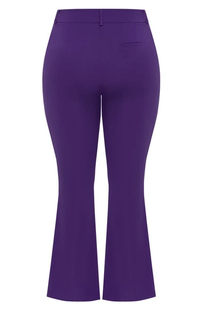 Shop City Chic Lottie High Waist Wide Leg Pants In Royal Purple