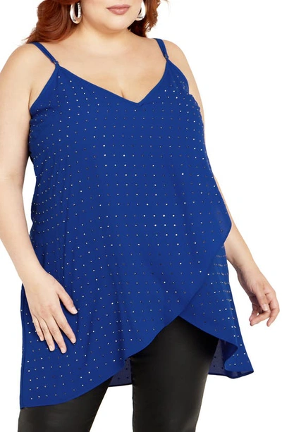 Shop City Chic Shine High-low Camisole In Lapis