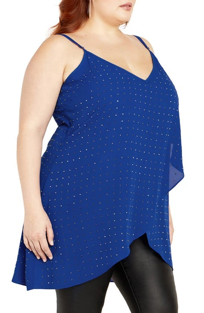 Shop City Chic Shine High-low Camisole In Lapis